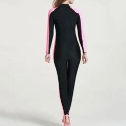 Women's Rash Guard One Piece Swimsuit Lightweight Long Sleeve Bodysuit Bathing Suit Front Zip Swimming Surfing Beach Water Sports Patchwork Summer Spring Autumn