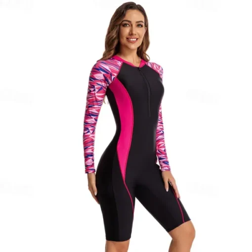 Women's Rash Guard One Piece Swimsuit UV Sun Protection UPF50+ Lightweight Sleeveless Spandex Bodysuit Bathing Suit Front Zip Swimming Surfing Beach Water Sports Universe Printed Summer Spring Autumn