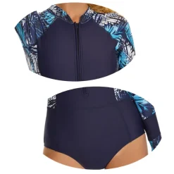 Women's Rash Guard One Piece Swimsuit UV Sun Protection UPF50+ Breathable Long Sleeve Bodysuit Bathing Suit Front Zip Swimming Surfing Beach Water Sports Floral Autumn / Fall Spring Summer / Stretchy