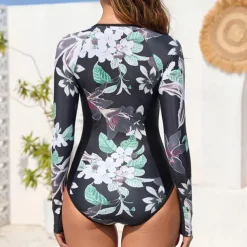 Women's Rash Guard One Piece Swimsuit Lightweight Sleeveless Bodysuit Bathing Suit Front Zip Swimming Surfing Beach Water Sports Printed Summer Spring Autumn