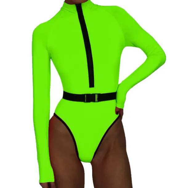 Women's Rash guard Swimsuit One Piece Swimsuit UPF50+ Quick Dry Long Sleeve Bodysuit Bathing Suit Front Zip Swimming Surfing Beach Water Sports Spring Summer Autumn / Padded