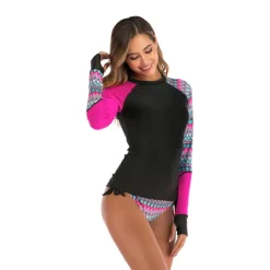 Women's Rash guard Swimsuit Two Piece Swimsuit UV Sun Protection UPF50+ Breathable Long Sleeve Swimwear Bathing Suit 2 Piece Swimming Surfing Beach Water Sports Printed Summer Spring