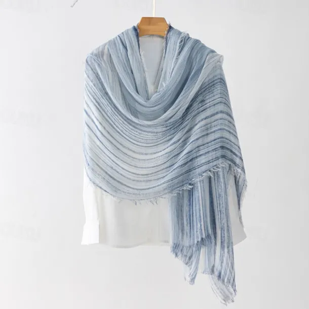 Women's Rectangle Scarf Street Daily Date Blue Pink Scarf Stripe