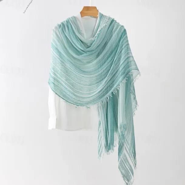 Women's Rectangle Scarf Street Daily Date Blue Pink Scarf Stripe