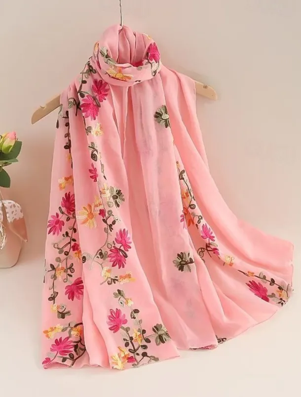 Women's Rectangle Scarf Street Daily Date Beige Black Pink Scarf Floral