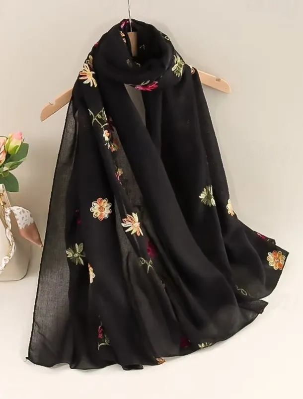 Women's Rectangle Scarf Street Daily Date Beige Black Pink Scarf Floral