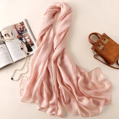 Women's Rectangle Scarf Street Daily Date Blue Pink Scarf Pure Color