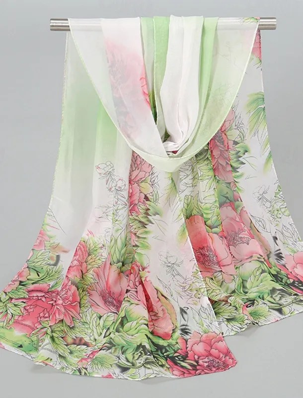 Women's Rectangle Scarf Street Daily Date Grey Yellow Scarf Floral