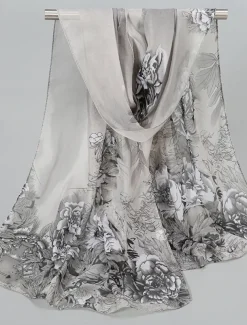 Women's Rectangle Scarf Street Daily Date Grey Yellow Scarf Floral