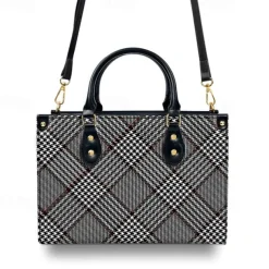 Women's Red Tartan Plaid Handbag with Adjustable Strap – Stylish Crossbody Bag for Everyday and Office Use