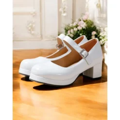 Women's Retro Patent Faux Leather Green Mary Jane Heels – Chunky Block Heel Platform Pumps for Cosplay, Parties & Vintage Fashion