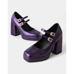 Women's Retro Patent Faux Leather Chunky Mary Jane Pumps with Double Strap – Fashion Block Heel Shoes for Vintage-Inspired Party or Casual Outfits