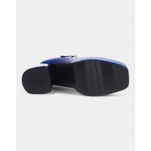 Women's Retro Patent Faux Leather Chunky Mary Jane Pumps with Double Strap – Fashion Block Heel Shoes for Vintage-Inspired Party or Casual Outfits