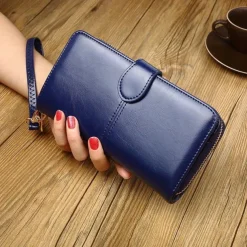 Women's RFID Blocking Faux Leather Wallet - Multi-Compartment Zipper Clutch with Card Slots, Phone Holder, and Wristlet Strap for Travel and Everyday Use