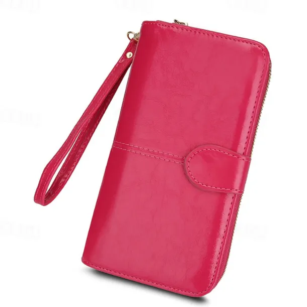 Women's RFID Blocking Faux Leather Wallet - Multi-Compartment Zipper Clutch with Card Slots, Phone Holder, and Wristlet Strap for Travel and Everyday Use