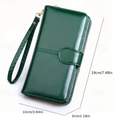 Women's RFID Blocking Faux Leather Wallet - Multi-Compartment Zipper Clutch with Card Slots, Phone Holder, and Wristlet Strap for Travel and Everyday Use