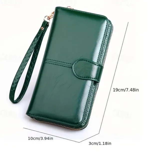 Women's RFID Blocking Faux Leather Wallet - Multi-Compartment Zipper Clutch with Card Slots, Phone Holder, and Wristlet Strap for Travel and Everyday Use