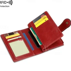 Women's RFID Blocking Faux Leather Wallet – Large Capacity Vintage Bifold Clutch Purse with Zipper Coin Pocket for Everyday & Travel Use