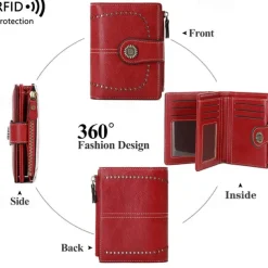 Women's RFID Blocking Faux Leather Wallet – Large Capacity Vintage Bifold Clutch Purse with Zipper Coin Pocket for Everyday & Travel Use