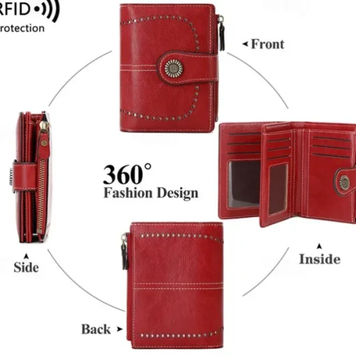 Women's RFID Blocking Faux Leather Wallet – Large Capacity Vintage Bifold Clutch Purse with Zipper Coin Pocket for Everyday & Travel Use