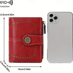 Women's RFID Blocking Faux Leather Wallet – Large Capacity Vintage Bifold Clutch Purse with Zipper Coin Pocket for Everyday & Travel Use
