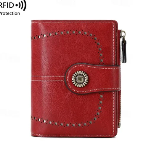 Women's RFID Blocking Faux Leather Wallet – Large Capacity Vintage Bifold Clutch Purse with Zipper Coin Pocket for Everyday & Travel Use