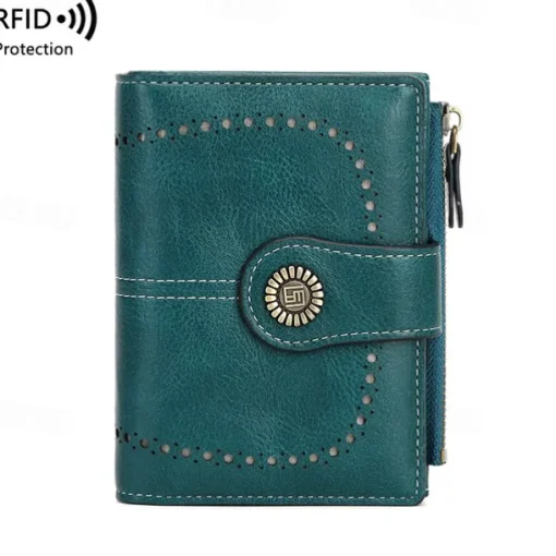 Women's RFID Blocking Faux Leather Wallet – Large Capacity Vintage Bifold Clutch Purse with Zipper Coin Pocket for Everyday & Travel Use