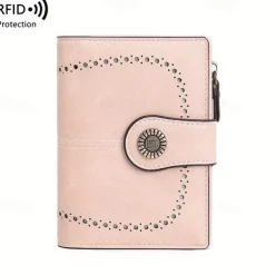 Women's RFID Blocking Faux Leather Wallet – Large Capacity Vintage Bifold Clutch Purse with Zipper Coin Pocket for Everyday & Travel Use