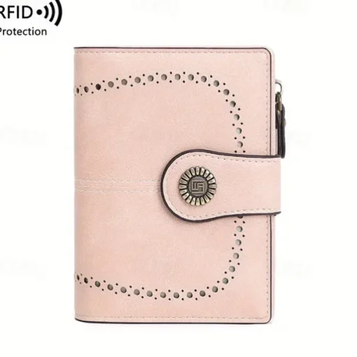 Women's RFID Blocking Faux Leather Wallet – Large Capacity Vintage Bifold Clutch Purse with Zipper Coin Pocket for Everyday & Travel Use