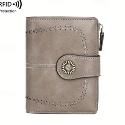 Women's RFID Blocking Faux Leather Wallet – Large Capacity Vintage Bifold Clutch Purse with Zipper Coin Pocket for Everyday & Travel Use