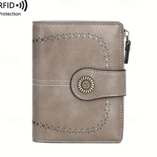 Women's RFID Blocking Faux Leather Wallet – Large Capacity Vintage Bifold Clutch Purse with Zipper Coin Pocket for Everyday & Travel Use