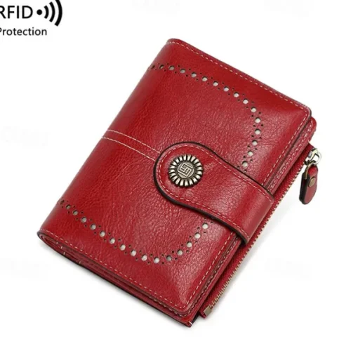 Women's RFID Blocking Faux Leather Wallet – Large Capacity Vintage Bifold Clutch Purse with Zipper Coin Pocket for Everyday & Travel Use