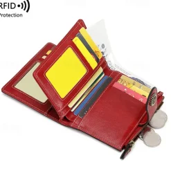 Women's RFID Blocking Faux Leather Wallet – Large Capacity Vintage Bifold Clutch Purse with Zipper Coin Pocket for Everyday & Travel Use