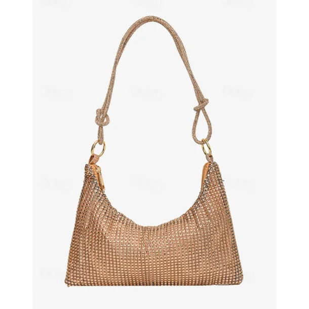 Women's Rhinestone Shoulder Bag – Elegant Evening Handbag with Long Strap – Sparkling Design, Perfect for Parties and Formal Events