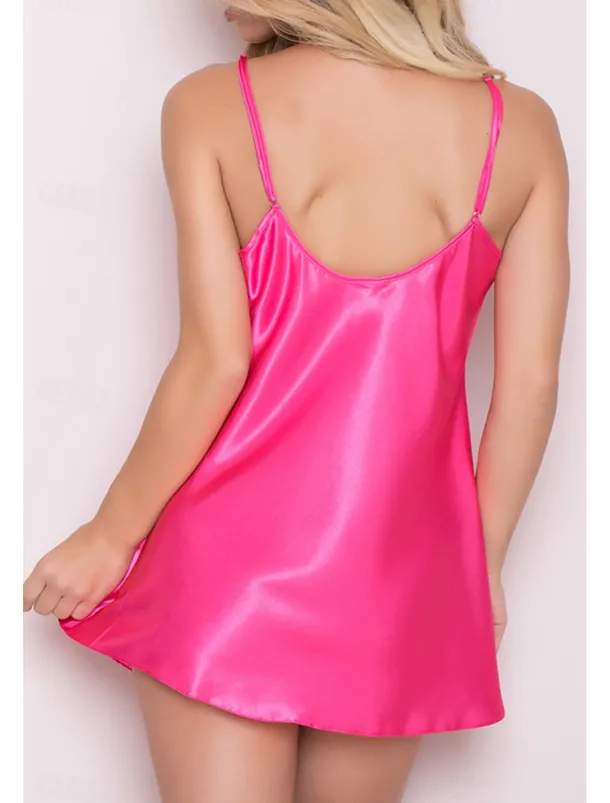 Women's Robes Gown Nightgown Sleepwear Patchwork Fashion Simple Hot Home Daily Bed Lace Breathable Straps Sleeveless Backless Summer Spring Home Outfits