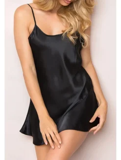 Women's Robes Gown Nightgown Sleepwear Patchwork Fashion Simple Hot Home Daily Bed Lace Breathable Straps Sleeveless Backless Summer Spring Home Outfits