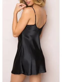 Women's Robes Gown Nightgown Sleepwear Patchwork Fashion Simple Hot Home Daily Bed Lace Breathable Straps Sleeveless Backless Summer Spring Home Outfits