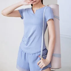 Women's Running Shirt Short Sleeve Tee Tshirt Casual Athleisure V Neck Breathable Quick Dry Soft Gym Workout Running Walking Sportswear Activewear Solid Colored Black Light Green Blue