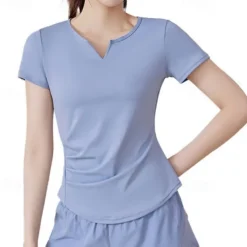 Women's Running Shirt Short Sleeve Tee Tshirt Casual Athleisure V Neck Breathable Quick Dry Soft Gym Workout Running Walking Sportswear Activewear Solid Colored Black Light Green Blue