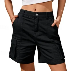 Women's Running Shorts Cargo Shorts Hiking Shorts Outdoor Regular Fit Quick Dry Shorts Elastic Waist Dark Grey Black Hunting Climbing Running S M L XL XXL