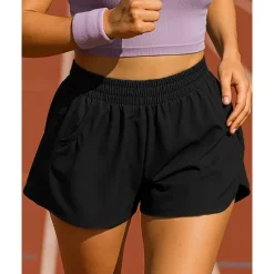 Women's Running Shorts Elastic Waistband Shorts Sports & Outdoor Casual Breathable Quick Dry Lightweight Elastic Tennis Golf Running Regular Fit Sportswear Activewear Solid Colored Black Pink Purple