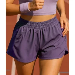 Women's Running Shorts Elastic Waistband Shorts Sports & Outdoor Casual Breathable Quick Dry Lightweight Elastic Tennis Golf Running Regular Fit Sportswear Activewear Solid Colored Black Pink Purple