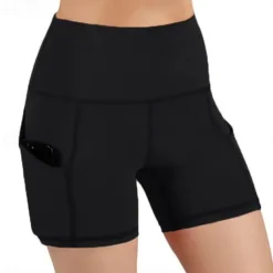 Women's Running Shorts Gym Shorts Side Pockets with Phone Pocket Bottoms Athletic Athleisure Tummy Control Butt Lift Breathable Quick Dry Soft Fitness Gym Workout Marathon Sportswear Activewear Solid