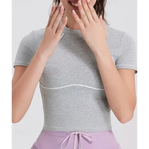 Women's Running Top Slim Short Sleeve Top Athleisure Cotton Breathable Quick Dry Lightweight Tennis Golf Running Sportswear Activewear Color Block Black White Light Grey