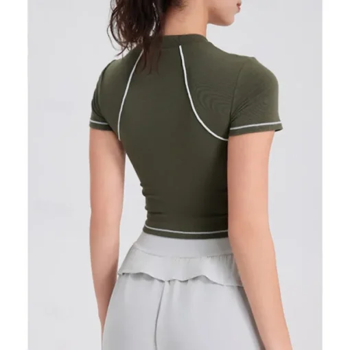 Women's Running Top Slim Short Sleeve Top Athleisure Cotton Breathable Quick Dry Lightweight Tennis Golf Running Sportswear Activewear Color Block Black White Light Grey