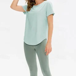 Women's Running T-Shirt Short Sleeve Tee Tshirt Casual Athleisure Breathable Quick Dry Soft Gym Workout Running Walking Sportswear Activewear Solid Colored Apricot Black Pink