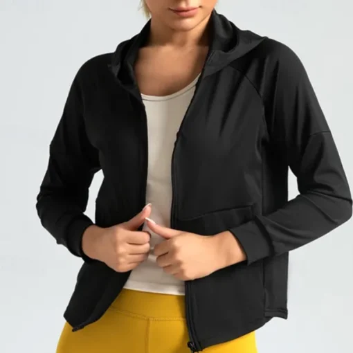 Women's Running T-Shirt Zipper Pocket Long Sleeve Hoodie Casual Athleisure Breathable Quick Dry Gym Workout Running Walking Sportswear Activewear Solid Colored Black Navy Blue Blue
