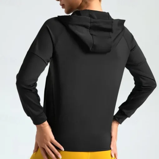 Women's Running T-Shirt Zipper Pocket Long Sleeve Hoodie Casual Athleisure Breathable Quick Dry Gym Workout Running Walking Sportswear Activewear Solid Colored Black Navy Blue Blue