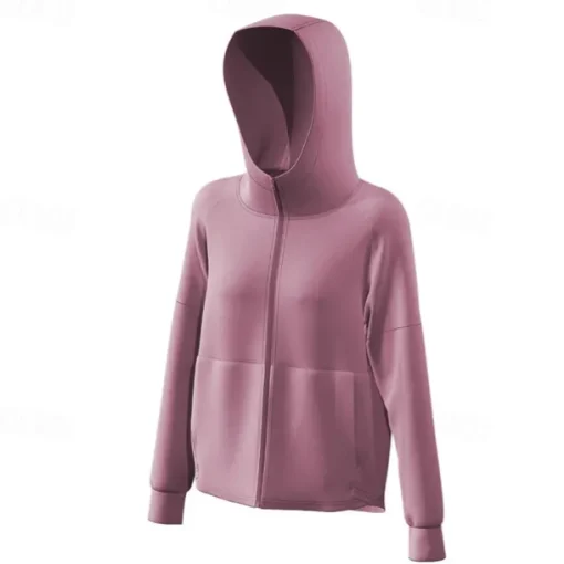 Women's Running T-Shirt Zipper Pocket Long Sleeve Hoodie Casual Athleisure Breathable Quick Dry Gym Workout Running Walking Sportswear Activewear Solid Colored Black Navy Blue Blue