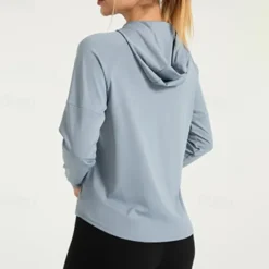 Women's Running T-Shirt Zipper Pocket Long Sleeve Hoodie Casual Athleisure Breathable Quick Dry Gym Workout Running Walking Sportswear Activewear Solid Colored Black Navy Blue Blue
